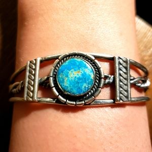 Vintage Sterling Silver Turquoise Cuff Bracelet